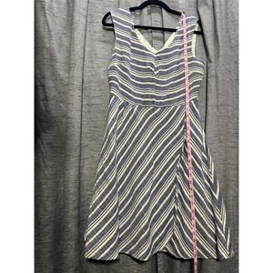 Antonio Melani Striped Fit & Flare Dress‎ V-Neck Sleeveless Casual Size 12